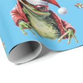 素晴らしいカエルのロックバンドクリスマスホリデーオンブルー ラッピングペーパー (ロールコーナー)