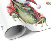 素晴らしいカエルのロックバンドクリスマスホリデーオンホワイト ラッピングペーパー (ロールコーナー)