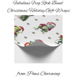 素晴らしいカエルのロックバンドクリスマスホリデーオンホワイト ラッピングペーパー