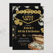 素晴らしいカジノナイト40th 50th大人誕生日 招待状 (正面/裏面)