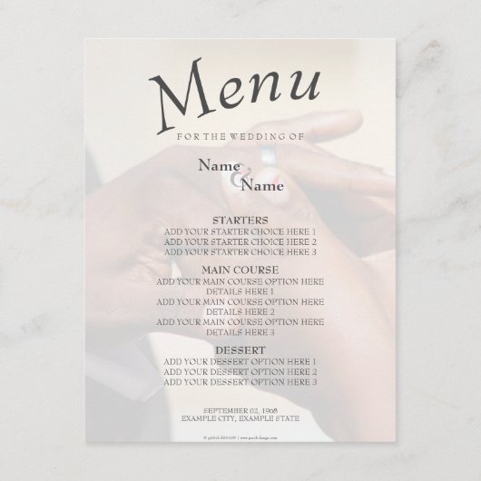 素晴らしいカップル結婚ポークリングや輪の手 エンクロージャーカード (裏面)