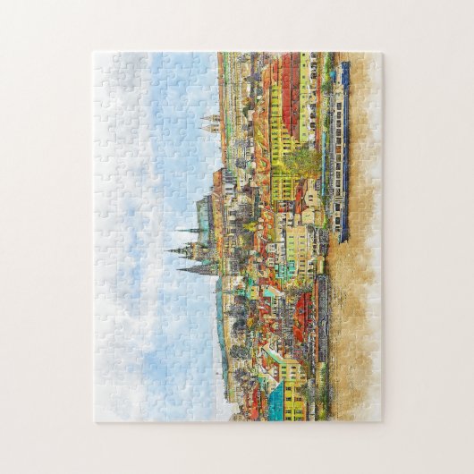 素晴らしいカラフルヴィンテージロマンス旅行 ジグソーパズル (縦)