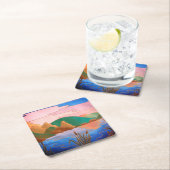 素晴らしいカラフル同時代抽象芸術景観 スクエアペーパーコースター (インサイチュ)