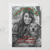 素晴らしいガーランドリースカスタムフォトクリスマス シーズンカード (正面)