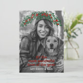 素晴らしいガーランドリースカスタムフォトクリスマス シーズンカード (スタンド正面)