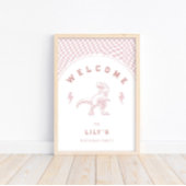 素晴らしいガールズ恐竜ピンク誕生日歓迎 ポスター