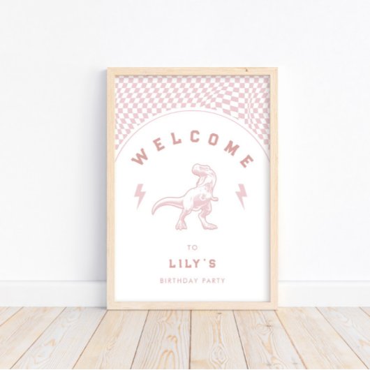 素晴らしいガールズ恐竜ピンク誕生日歓迎 ポスター