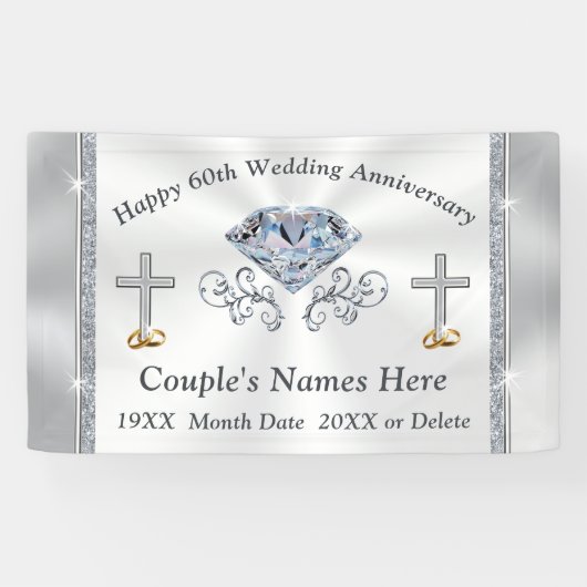 素晴らしいキリスト教のダイヤモンド第60記念日の旗 横断幕 (横)