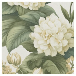 素晴らしいクラシックホワイトオリーブグリーンの花のパターン ファブリック