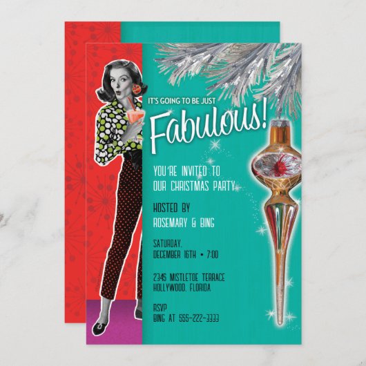 素晴らしいクリスマスパーティの招待状 招待状 (正面/裏面)