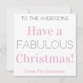 素晴らしいクリスマスピンクの白いタイポグラフィを持つ シーズンカード (正面)