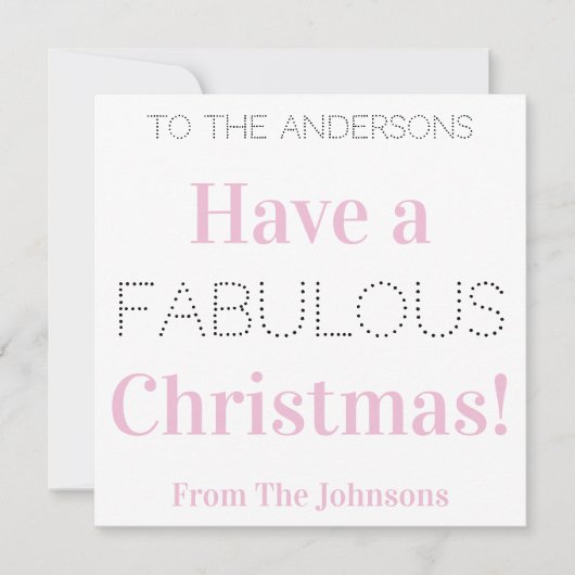 素晴らしいクリスマスピンクの白いタイポグラフィを持つ シーズンカード (正面)