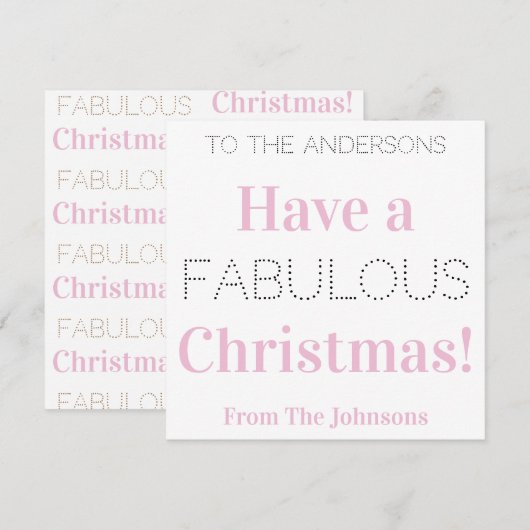 素晴らしいクリスマスピンクモダンのタイポグラフィを持つ シーズンカード (正面/裏面)