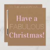 素晴らしいクリスマスフォトブラウンホワイトピンクを持っている シーズンカード (正面/裏面)