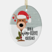 素晴らしいクリスマスワインをおもしろい飲む セラミックオーナメント (右)