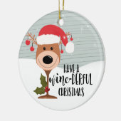 素晴らしいクリスマスワインをおもしろい飲む セラミックオーナメント (左)