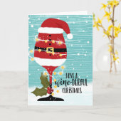 素晴らしいクリスマスワインを飲おもしろいむ カード (黄色い花)