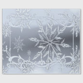 素晴らしいクリスマス、シルバー、ガラスの雪 ラッピングペーパー (フラット)