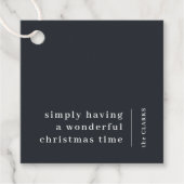 素晴らしいクリスマス |黒モダンミニマル フェイバータグ (正面)