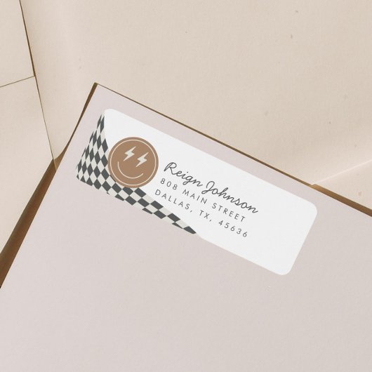 素晴らしいクールドゥデボーイズ市松模様にレトロ差出人住所 ラベル