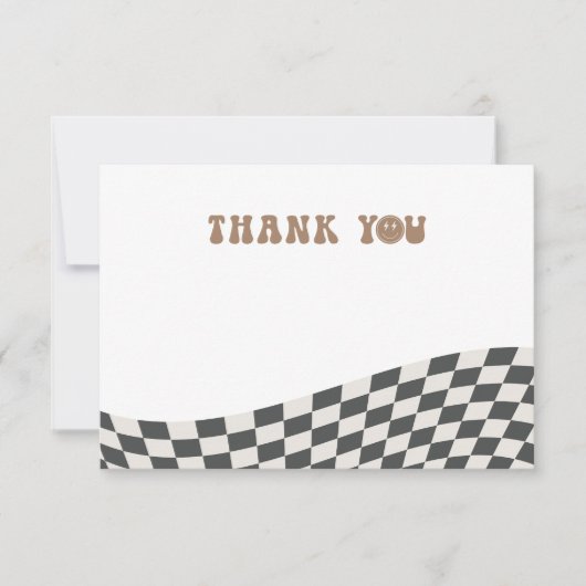 素晴らしいクールドゥドボーイズファースト誕生日市松模様にレトロ サンキューカード (正面)