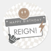 素晴らしいクールド | ボーイズレトロスケーター誕生日 ラウンドシール (正面)