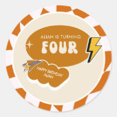 素晴らしいクールド | 男の子市松模様にレトロ4歳 ラウンドシール (正面)