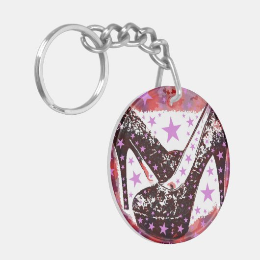 素晴らしいグラモウスのピンクパープルハイヒール星 キーホルダー (正面左)