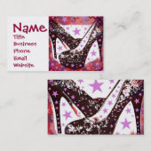 素晴らしいグラモウスのピンクパープルハイヒール星 名刺 (正面/裏面)