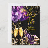 素晴らしいグリッターパープル金ゴールドハイトシャンパンイン 招待状 (正面)