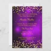 素晴らしいグリッターパープル金ゴールドハイヒールシャンパン 招待状 (裏面)