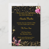 素晴らしいグリッターホットピンク金ゴールドハイトシャンパン 招待状 (裏面)