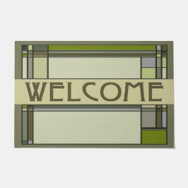 素晴らしいグリーンアーツ&クラフツ幾何学模様 ドアマット