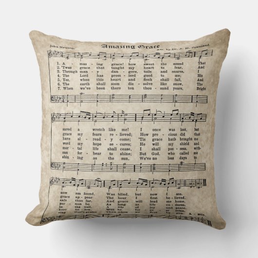 素晴らしいグレースヴィンテージ賛美歌シート音楽時計 クッション (正面)