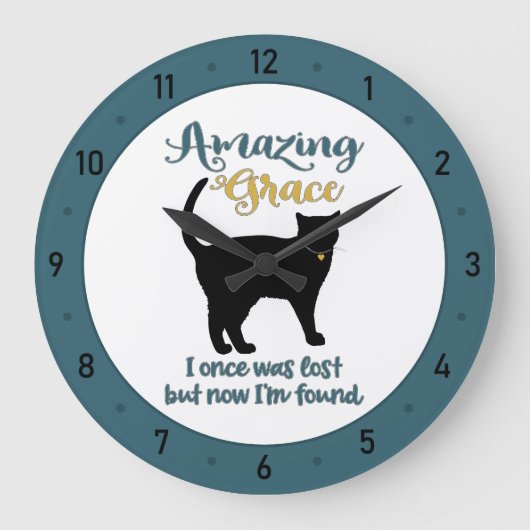 素晴らしいグレース·レスキュー·キャット ラージ壁時計 (正面)