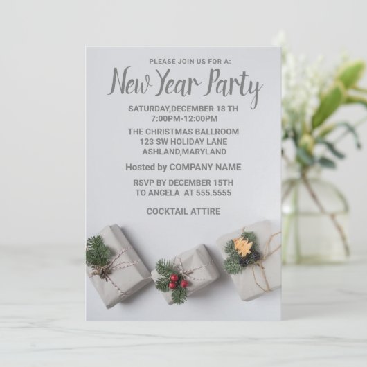 素晴らしいグレーニューイヤーズのギフト招待状 招待状 (スタンド正面)