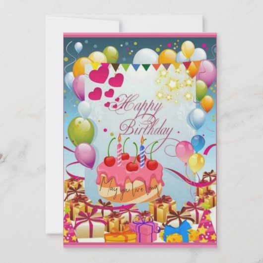 素晴らしいケーキとバルーンの誕生日 シーズンカード (正面)