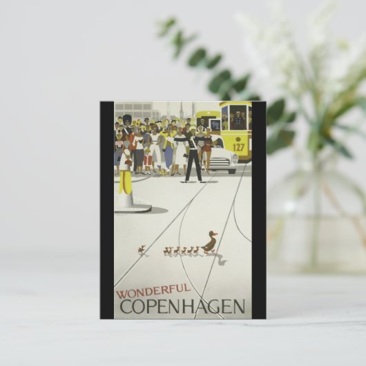 素晴らしいコペンハーゲンデンマークのヴィンテージ旅行ポスター ポストカード (スタンド正面)