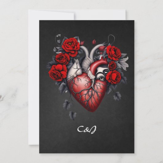 素晴らしいゴシックビクトリアンハート 招待状 (裏面)