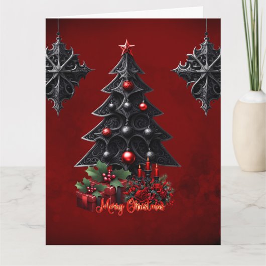 素晴らしいゴシック様式のクリスマスツリー カード (正面)