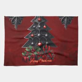素晴らしいゴシック様式のクリスマスツリー キッチンタオル