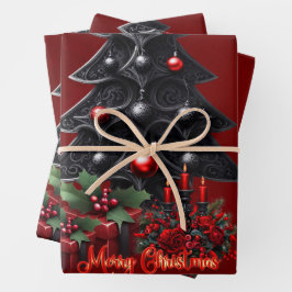 素晴らしいゴシック様式のクリスマスツリー ラッピングペーパーシート