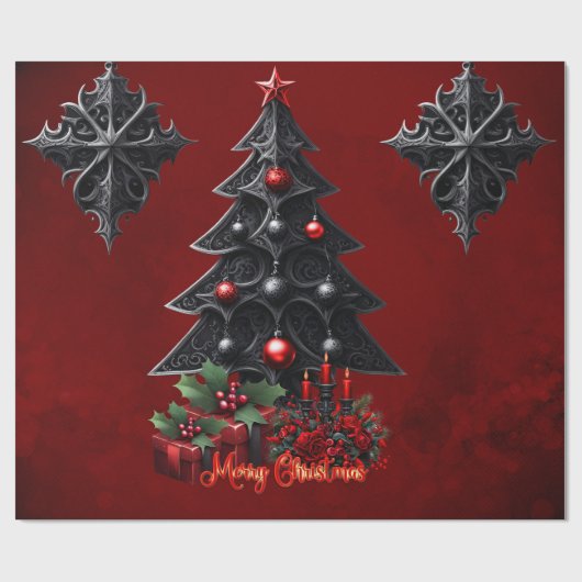素晴らしいゴシック様式のクリスマスツリー ラッピングペーパー (フラット)
