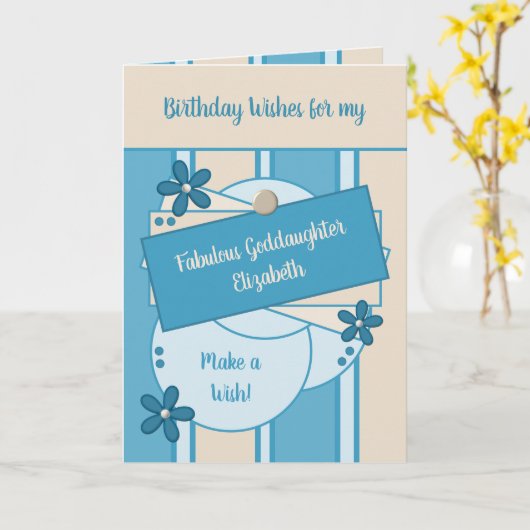 素晴らしいゴド娘の誕生日が青を願う カード (黄色い花)