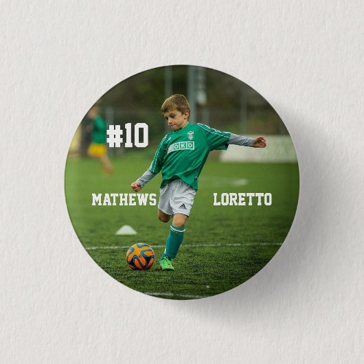 素晴らしいサッカー選手の名前と写真を追加 缶バッジ (正面)