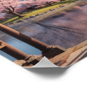 素晴らしいサンセット日本の桜ツリー ポスター (角)