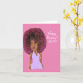 素晴らしいシスターアフリカンアメリカンハッピーバースデーカ カード (黄色い花)