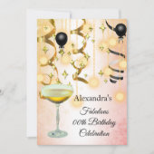 素晴らしいシャンパーニュ金ゴールドピンクライトパーティー招待状 セーブザデート (正面)