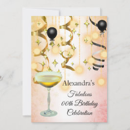 素晴らしいシャンパーニュ金ゴールドピンクライトパーティー招待状 セーブザデート