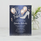 素晴らしいシルバーハイヒールネイビーブルー65誕生日 招待状 (スタンド正面)